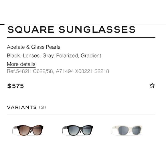 CHANEL 5482h  Square Sunglasses Acetate & Glass Pearls polarized - Picture 5 of 12